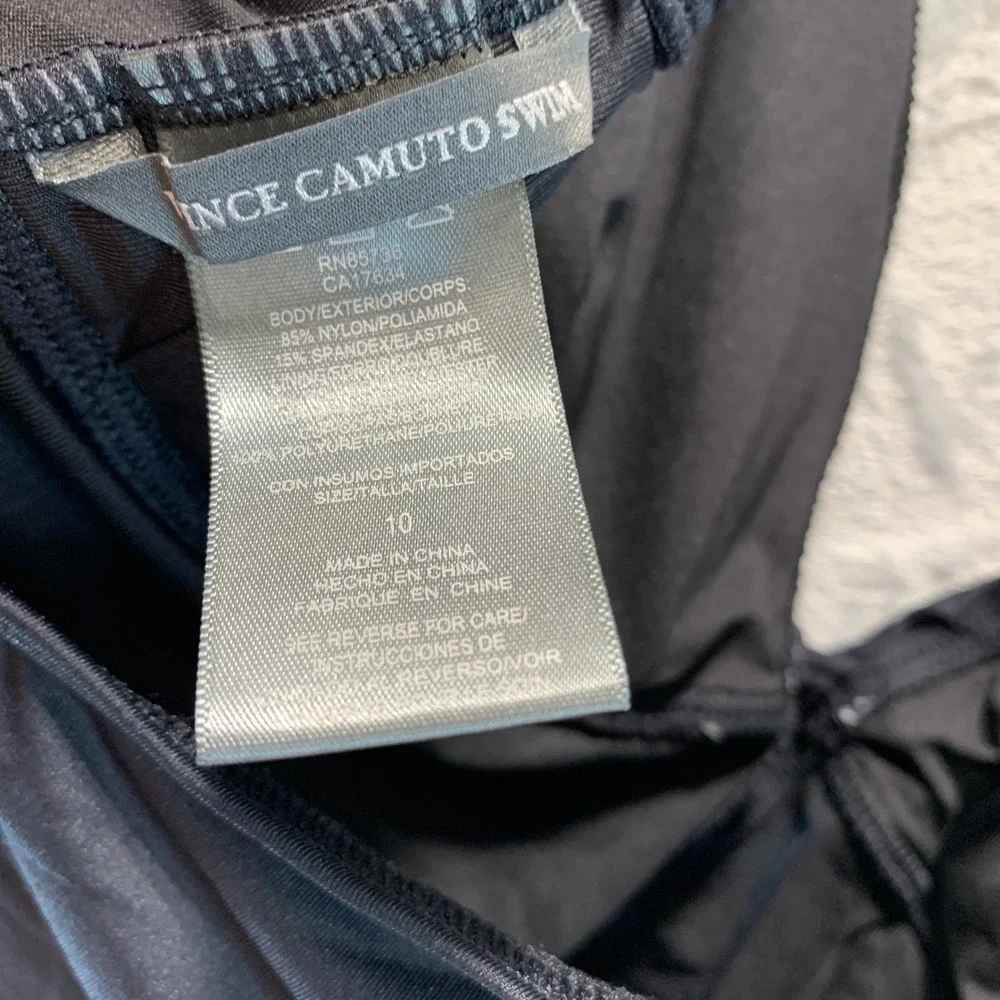 Vince Camuto Womens Black Halter Tie Front Knot One Piece Swimsuit V91710 New 10